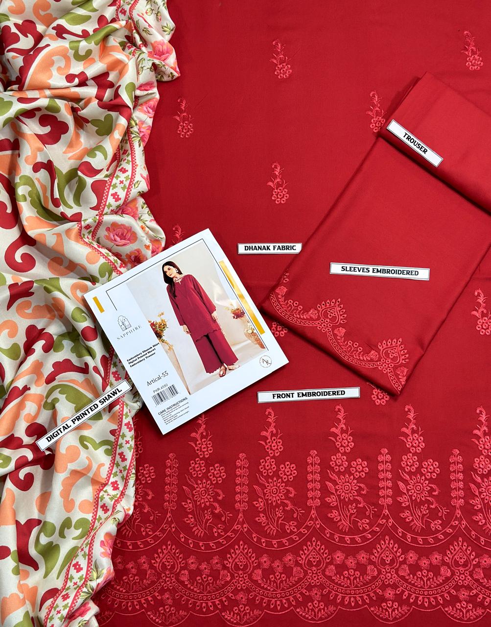 Sapphire Airjet Dhanak 3PC – Premium Heavy Embroidered Winter Suit