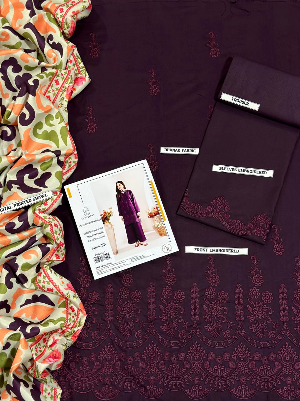 Sapphire Airjet Dhanak 3PC – Premium Heavy Embroidered Winter Suit