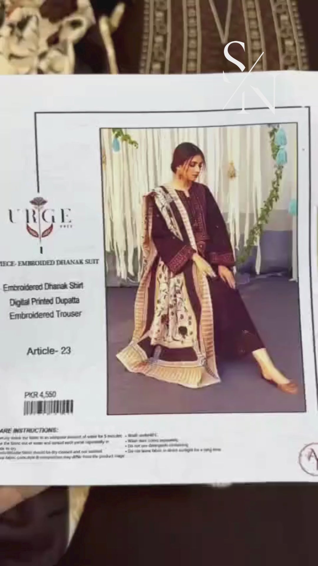 URGE Elegant Winter Dhanak 3PC Unstitched Fabric with Pashmina