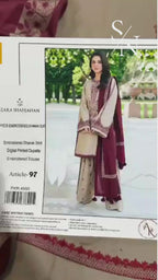 Zara Shahjahan Premium Winter Dhanak 3PC Unstitched Fabric with Pashmina