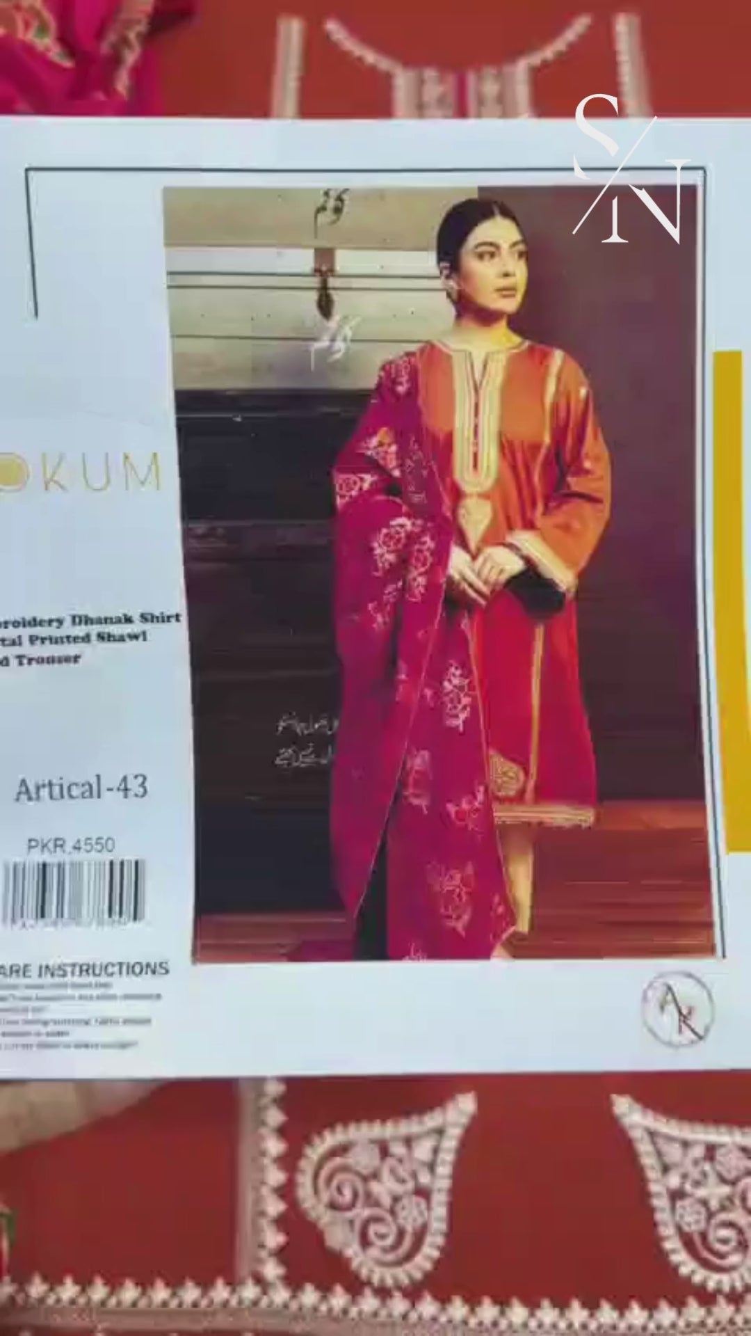 URGE Premium Dhanak 3PC Embroidered Suit with Pashmina Shaw