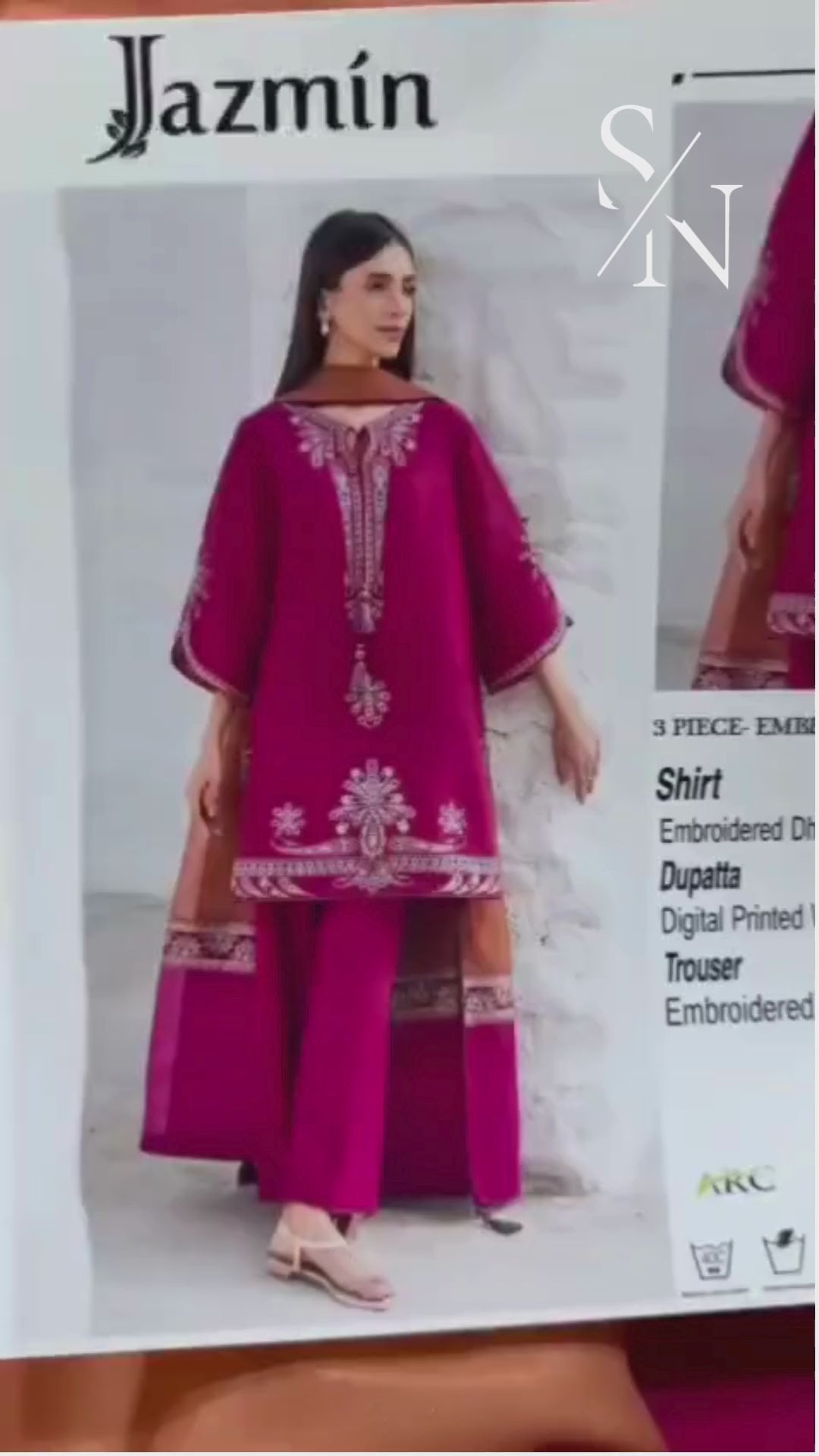 Jazmin Premium Winter Dhanak 3PC Unstitched Embroidered Fabric Set