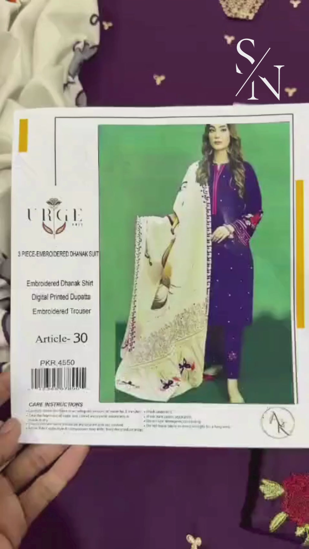 URGE Dhanak 3PC Winter Suit with Embroidered Detailing & Pashmina