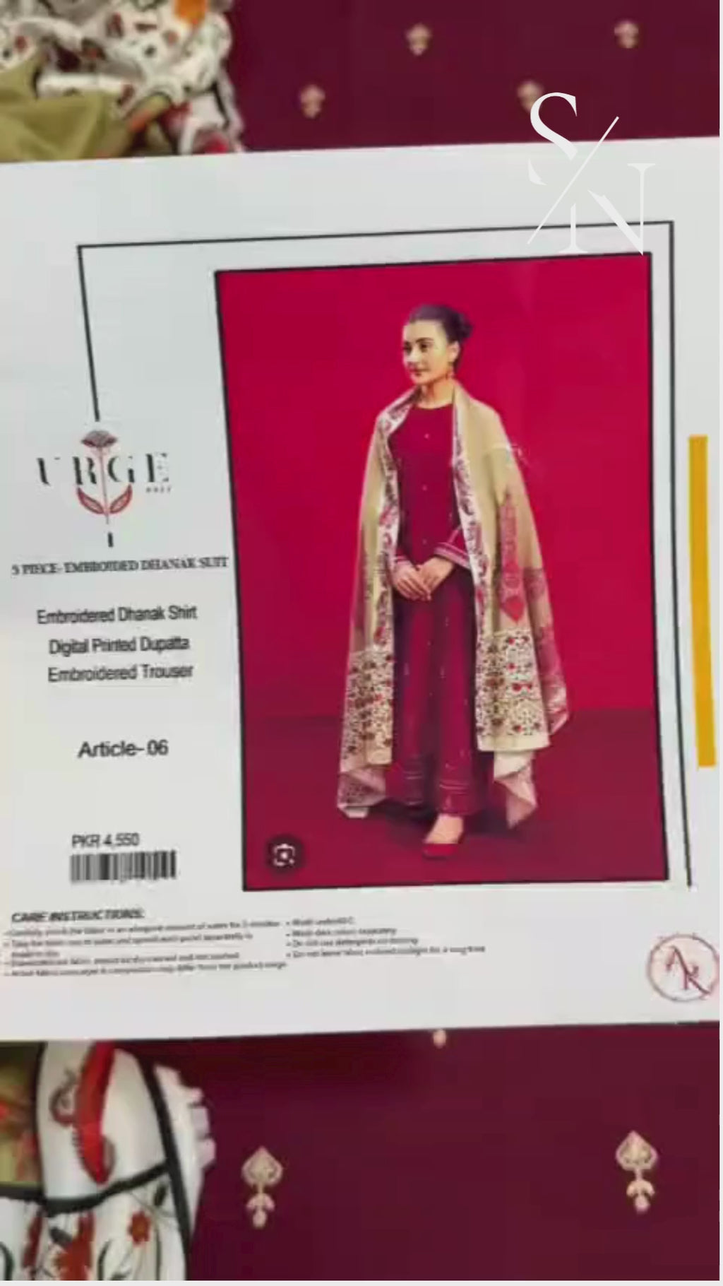 URGE Dhanak 3PC Unstitched Winter Set with Pashmin