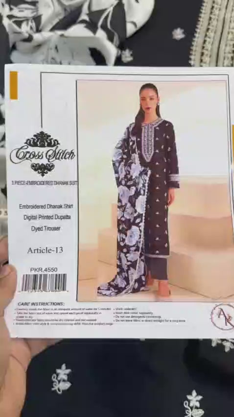 URGE Winter Dhanak 3PC Embroidered Suit with Digital Pashmina Shawl