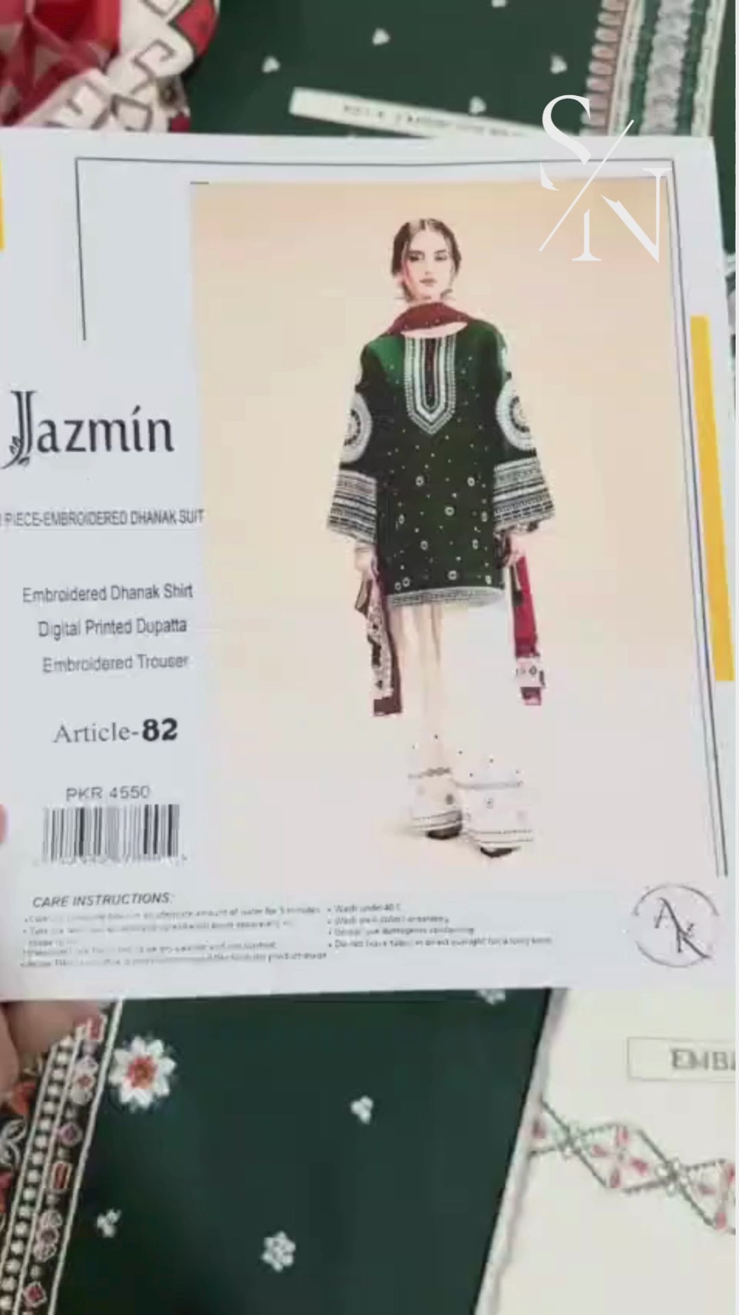 Jazmin Winter Airjet Dhanak Embroidered Suit – 3 Piece