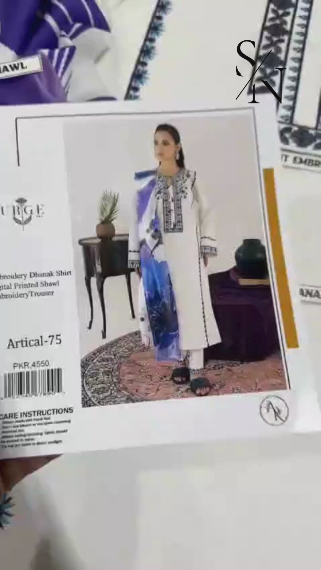 URGE Elegant Winter Dhanak 3PC Unstitched Fabric with Pashmina