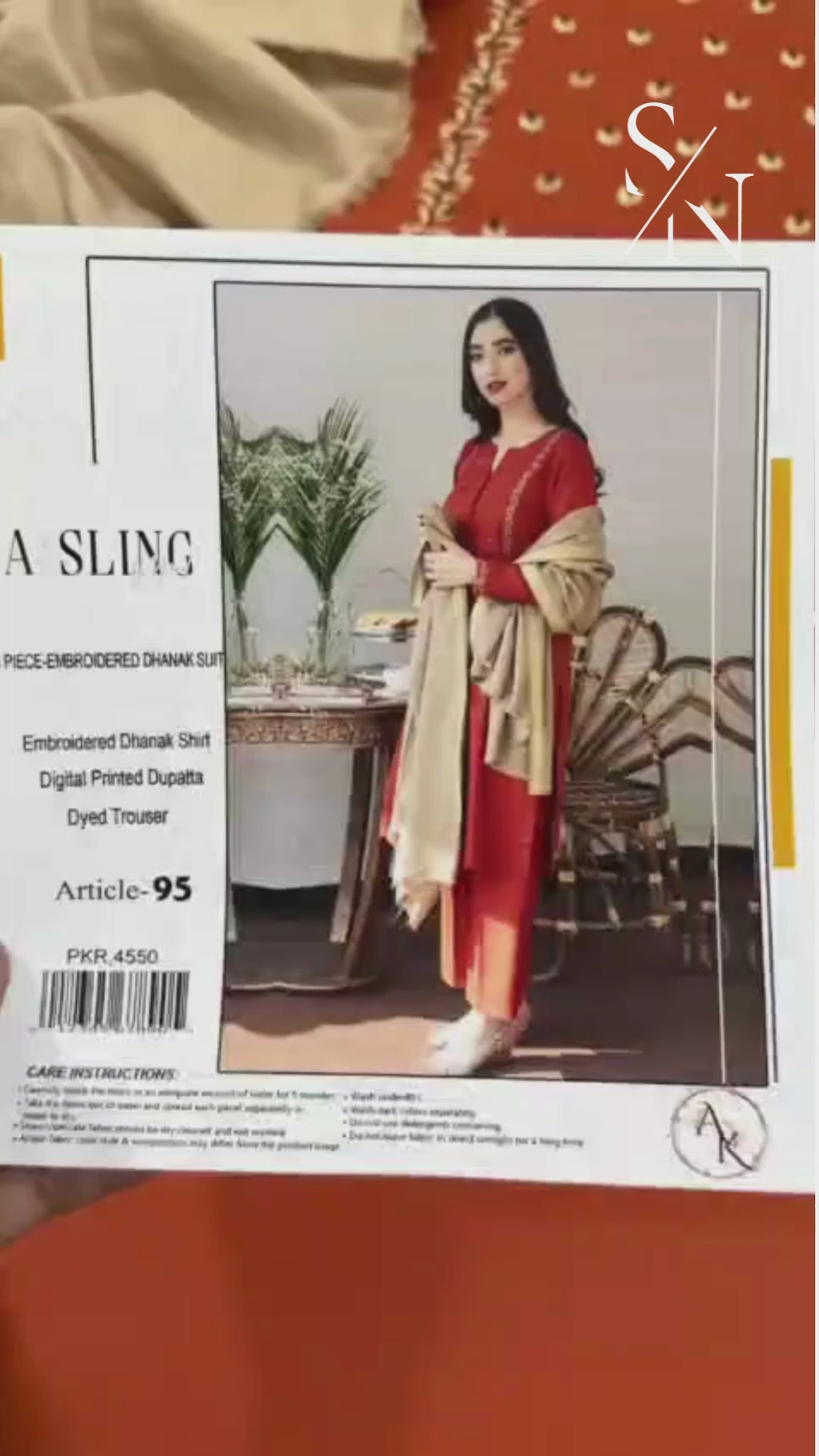 A Sling Elegant Dhanak 3PC Unstitched Winter Fabric with Pashmina