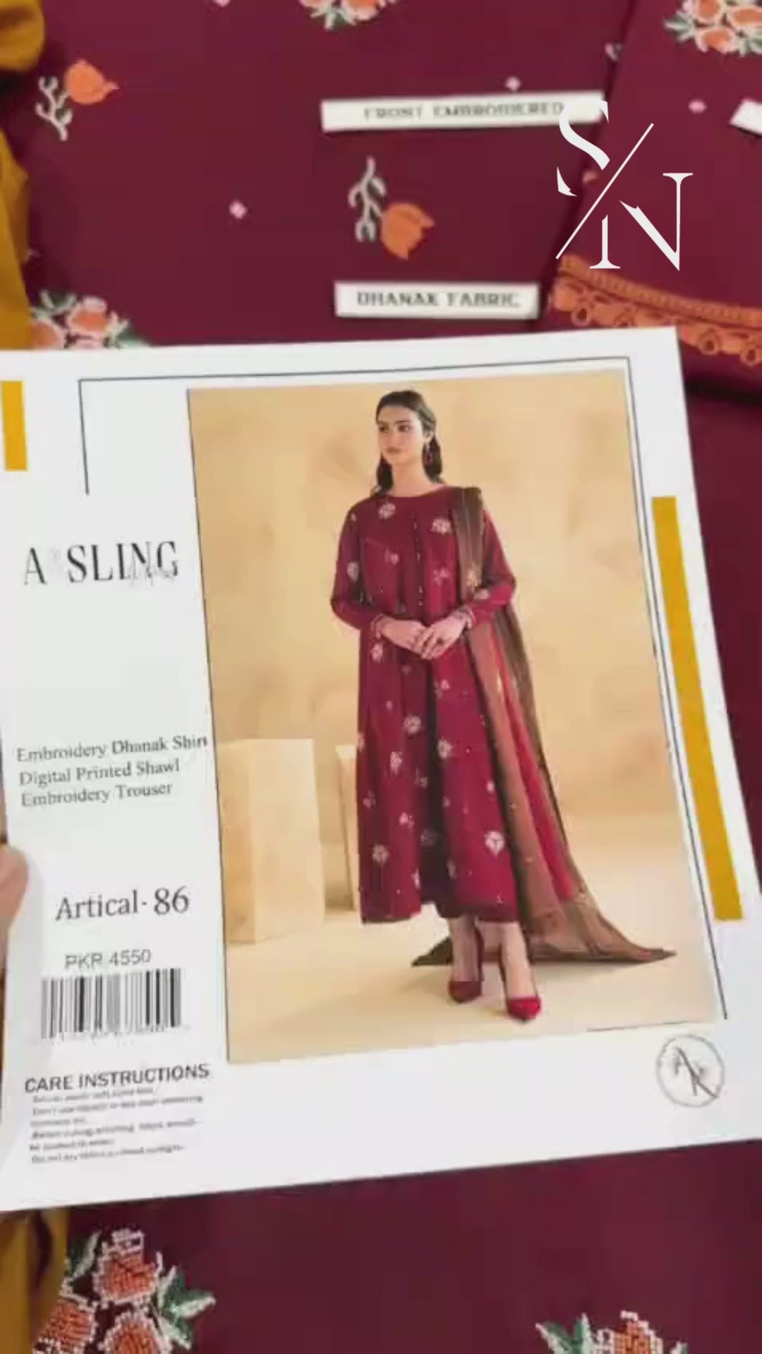 A SLING – Premium Airjet Dhanak Embroidered 3PC Winter Suit