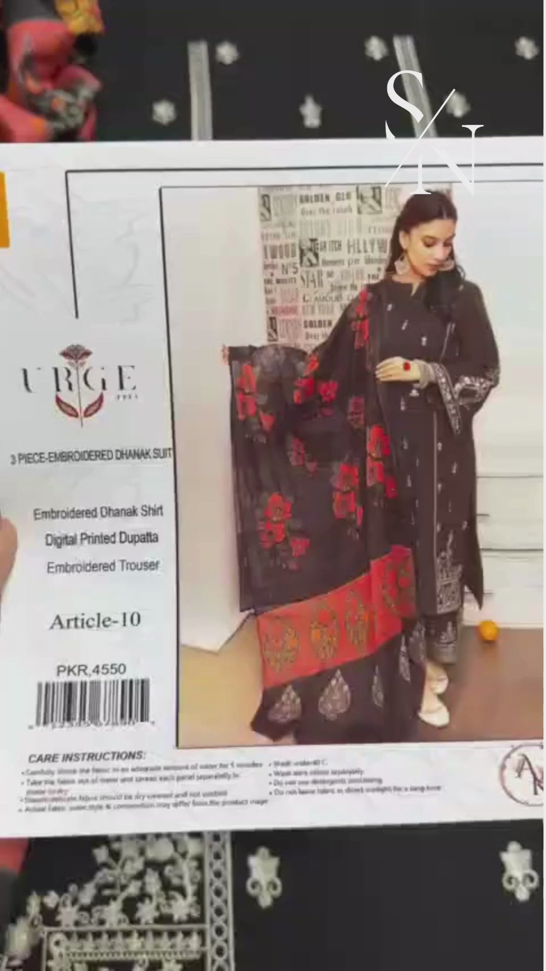 URGE Premium Dhanak 3PC Unstitched Fabric Set with Pashmina