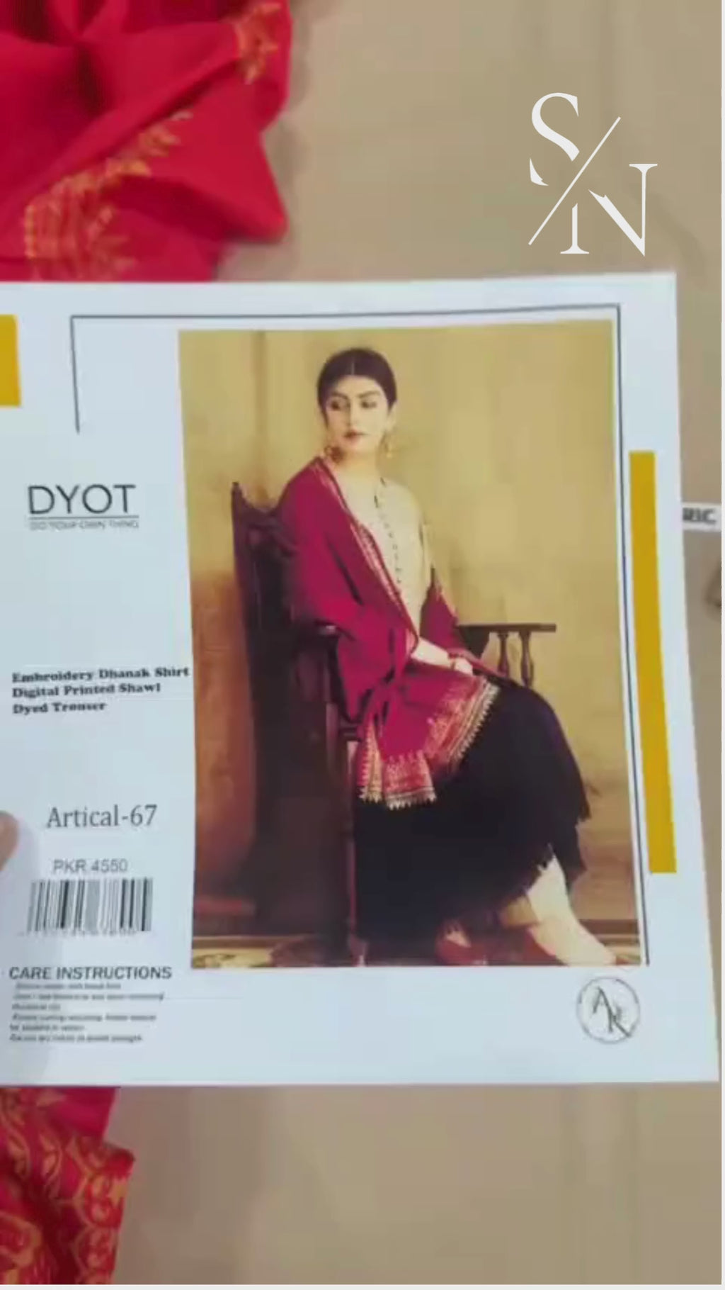 DYOT Heritage Dhanak 3PC Unstitched Winter Fabric with Pashmina