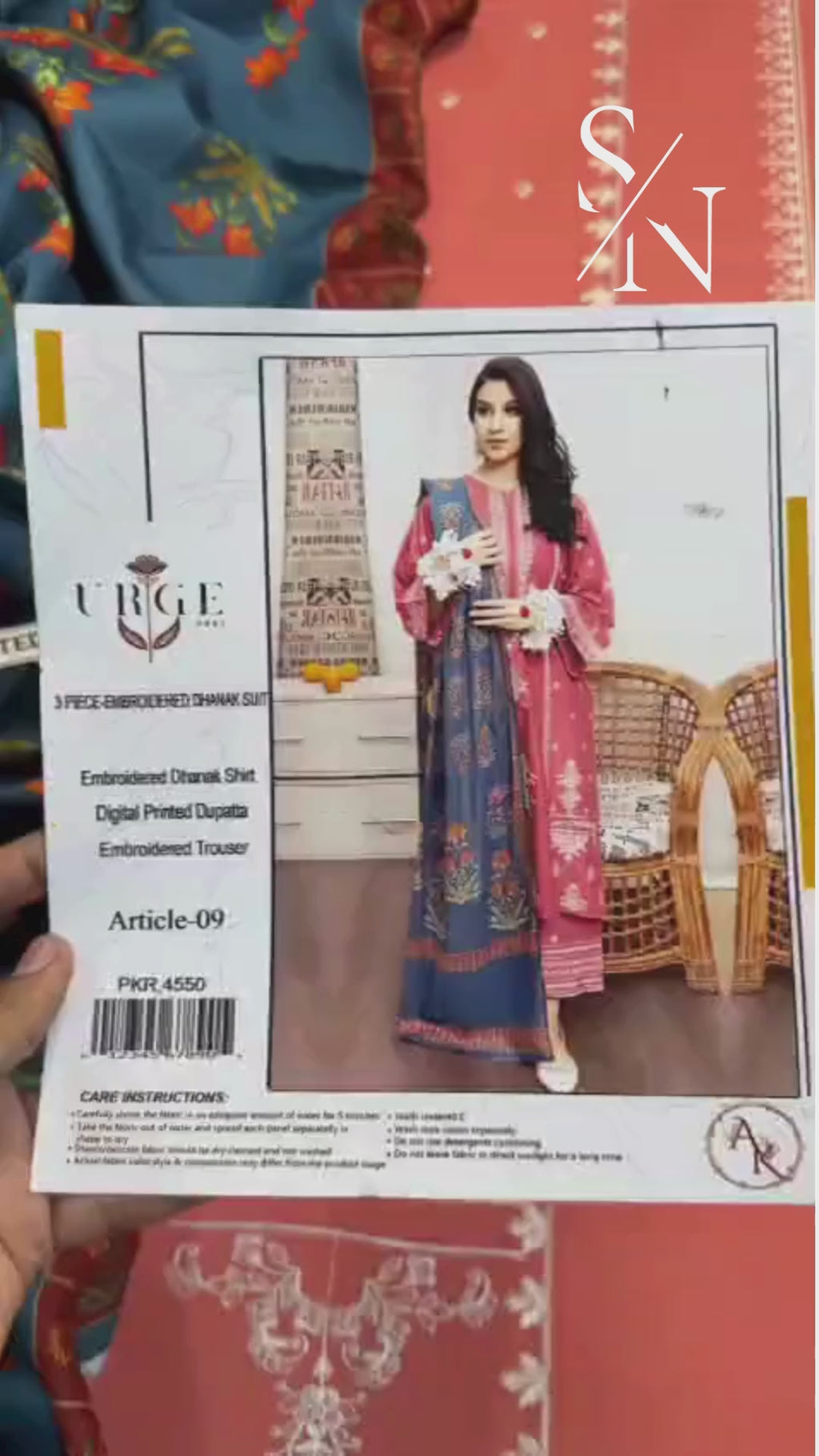 URGE Premium Dhanak 3PC Unstitched Fabric Set with Pashmina