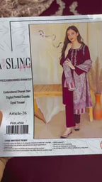 A Sling Luxe Dhanak 3PC Unstitched Winter Fabric with Pashmina Shawl