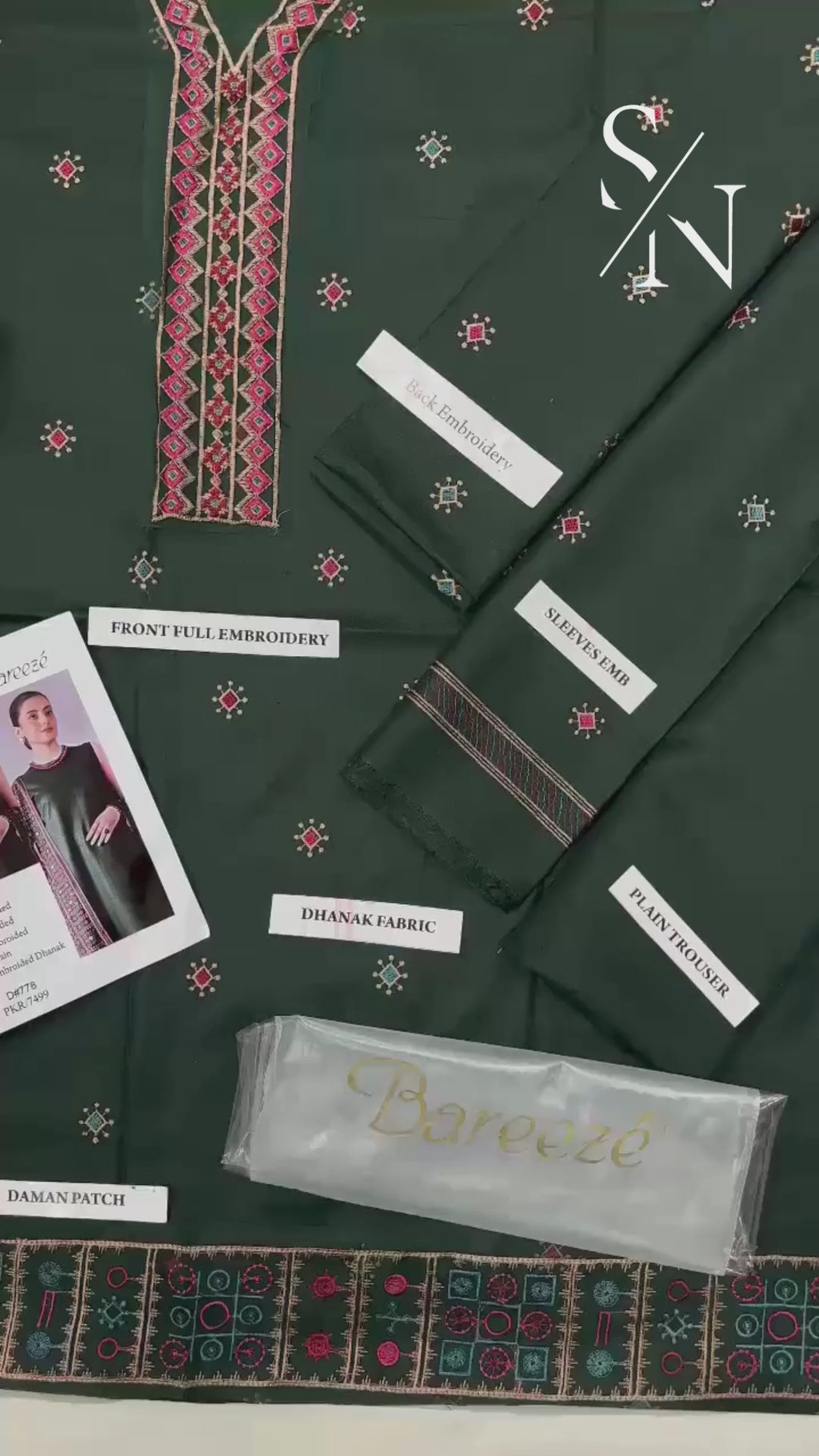 BAREEZE PREMIUM DHANAK – Full Heavy Embroidered Winter Set