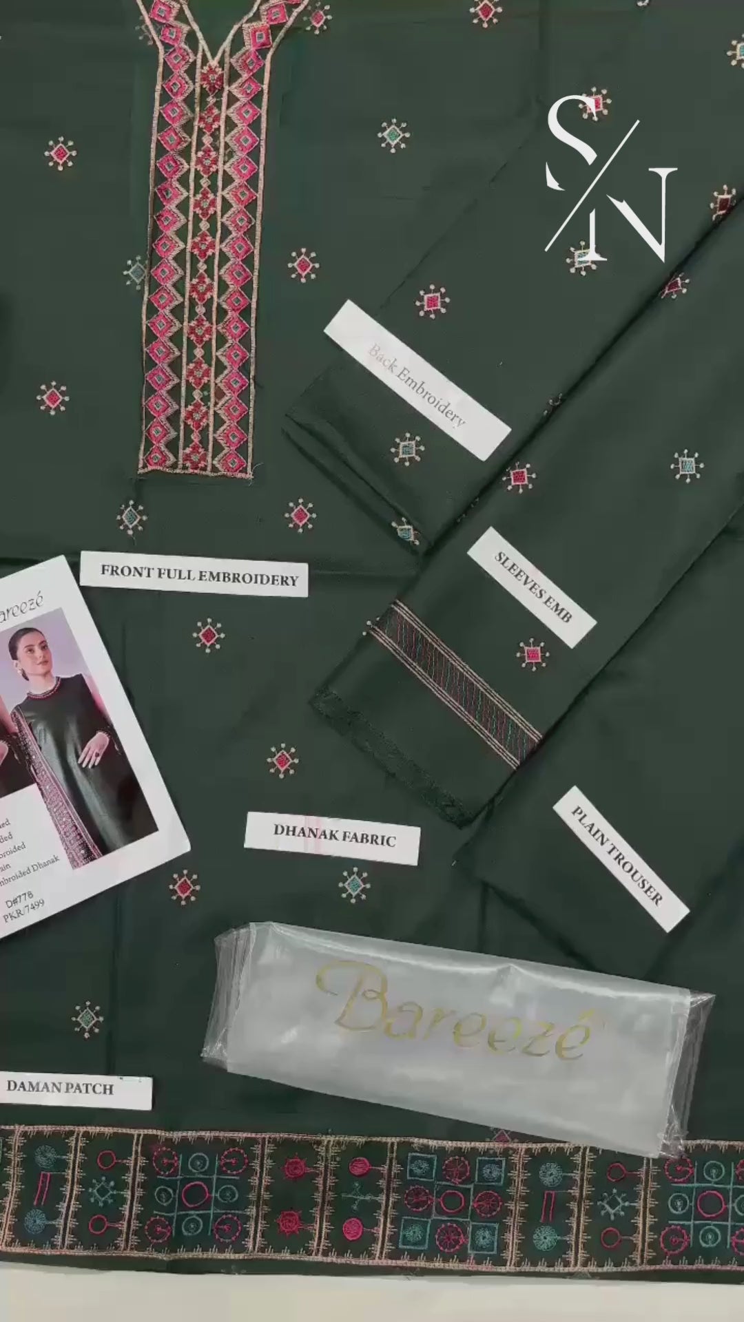 BAREEZE PREMIUM DHANAK – Full Heavy Embroidered Winter Set