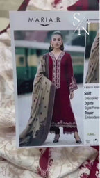 Maria B Premium Airjet Dhanak 3PC Unstitched Embroidered Fabric Set