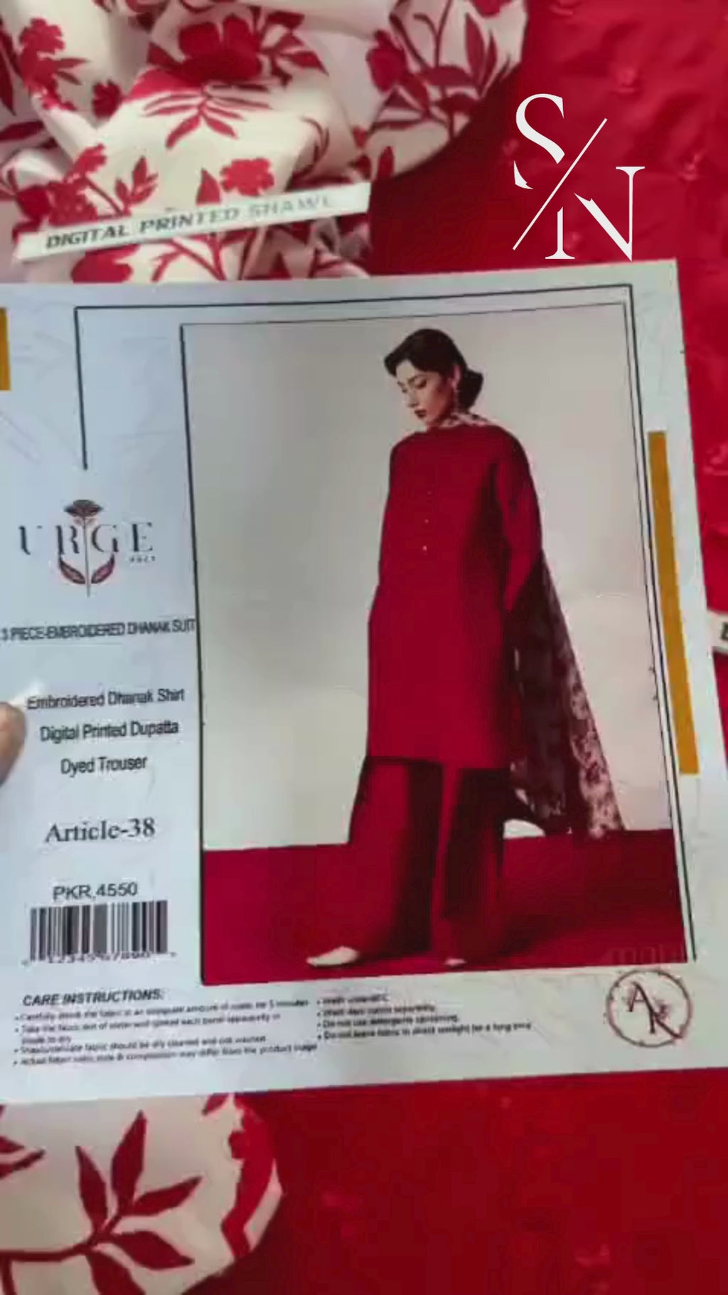 URGE Elegant Dhanak 3PC Unstitched Fabric with Pashmina Shawl