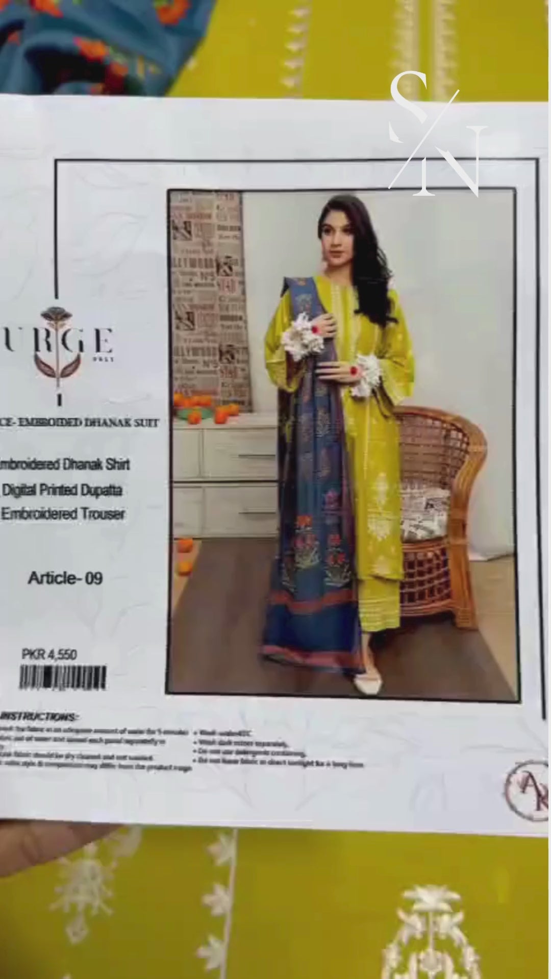 URGE Elegant Dhanak 3PC Unstitched Fabric with Pashmina Shawl