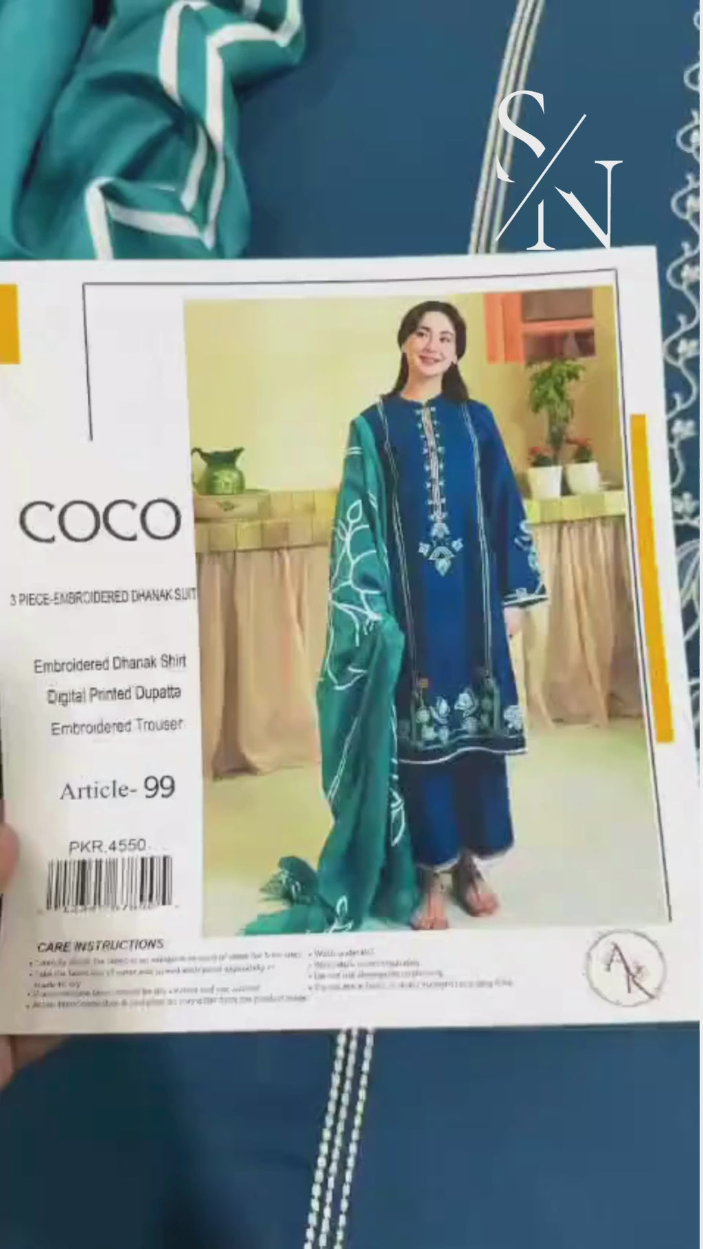 COCO Elegant Dhanak 3PC Unstitched Fabric with Digital Pashmina