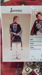 Jazmin Airjet Dhanak 3PC Unstitched Embroidered Fabric Set with Shawl