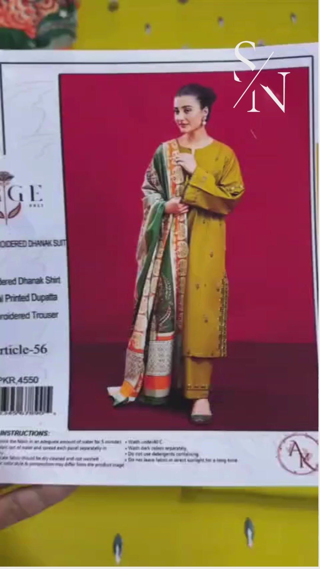 URGE Royal Dhanak 3PC Unstitched Winter Fabric with Pashmina Shawl