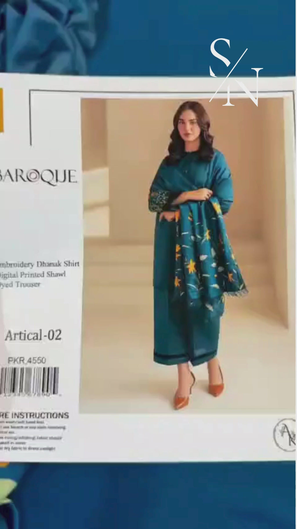 BAROQUE Premium Winter Dhanak 3PC Unstitched Fabric with Pashmina